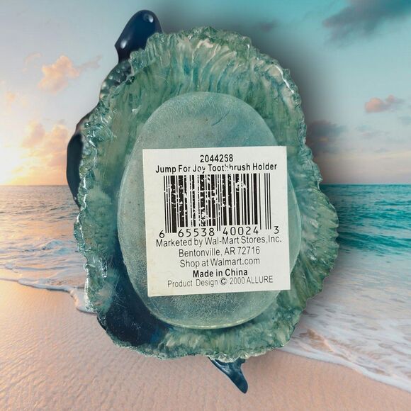 Y2K Jump for Joy Dolphin Toothbrush Holder 2000 Allure Ocean Wave Blue Resin - Picture 7 of 10